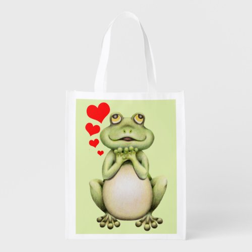 Frog Love Drawing Grocery Bag