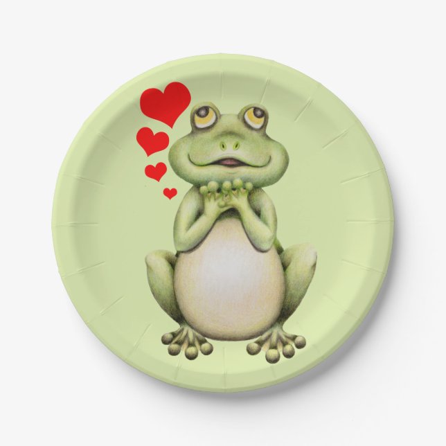 Frog Love Drawing Paper Plates (Front)