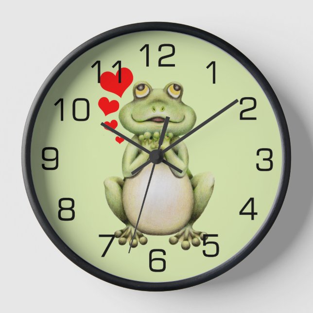 Frog Love Drawing Wall Clock (Front)
