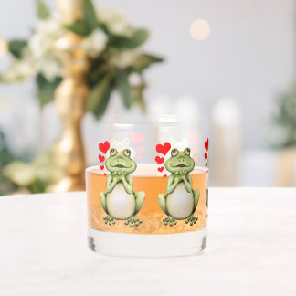 Frog Love Drawing Whiskey Glass