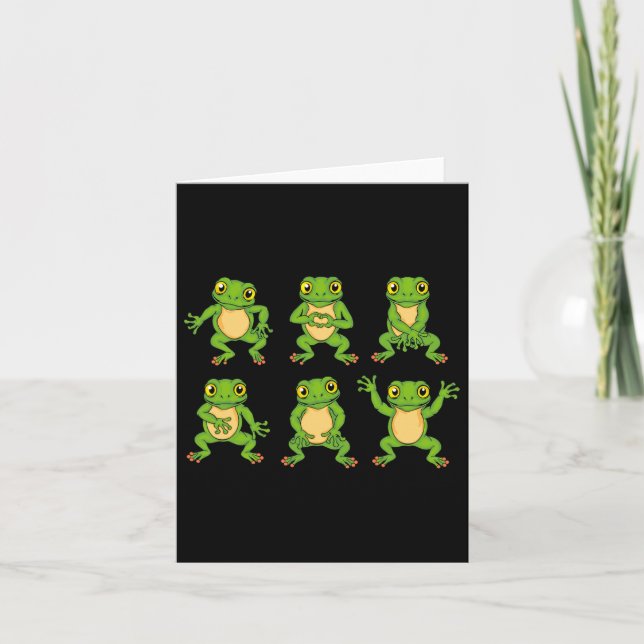 Frog Lover Kids Cute Dancing Frogs  Card (Front)