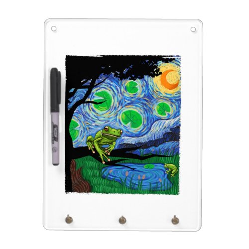 Frog Lover Starry Night Frog Van Gogh Frog Funn Dry Erase Board