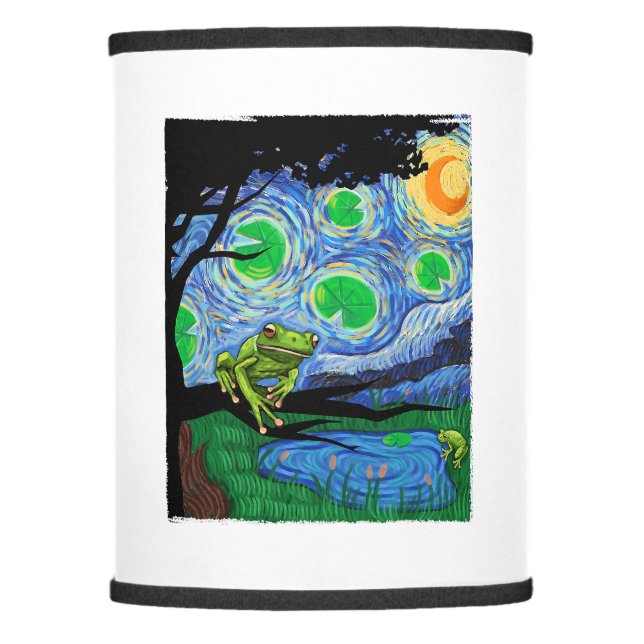 Frog Lover, Starry Night Frog, Van Gogh Frog, Funn Lamp Shade (Front)