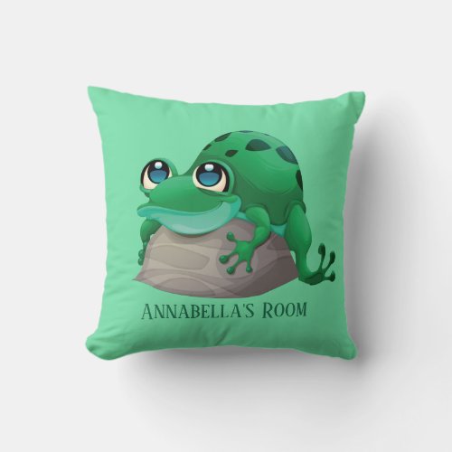 Frog lovers add name throw pillow