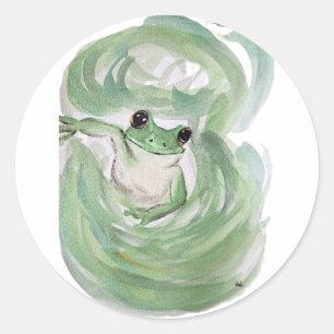 Frog Magic Humour Watercolor Froggy Classic Round Sticker