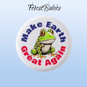 Frog, Make Earth Great Again, Cute Environmental Button