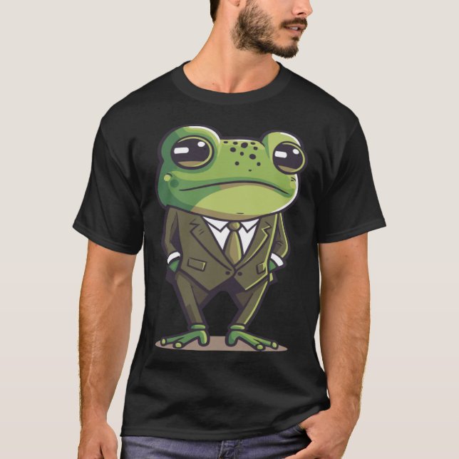 Frog man, mr frog, frog in suit, serious frog, fun T-Shirt (Front)