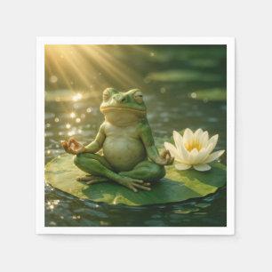 Frog Meditating On a Lily Pad Napkins