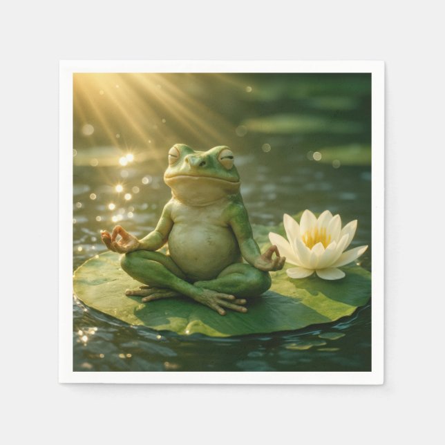 Frog Meditating On a Lily Pad Napkins (Front)