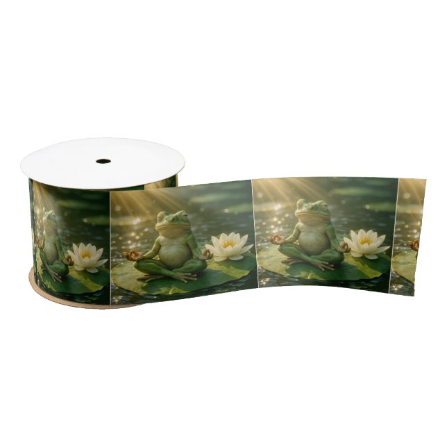 Frog Meditating On a Lily Pad Satin Ribbon (Spool)