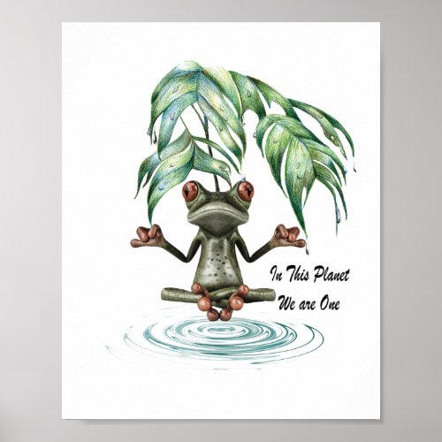 Frog Meditating Poster