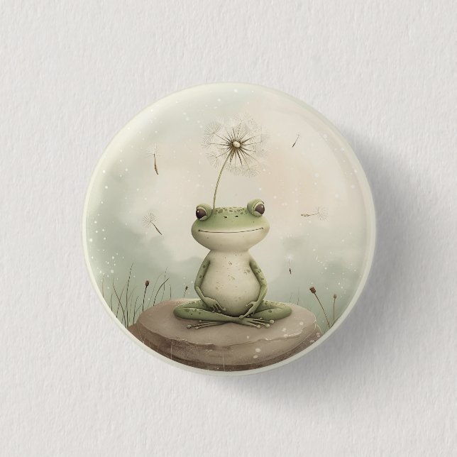  Frog meditation dandelion Button (Front)