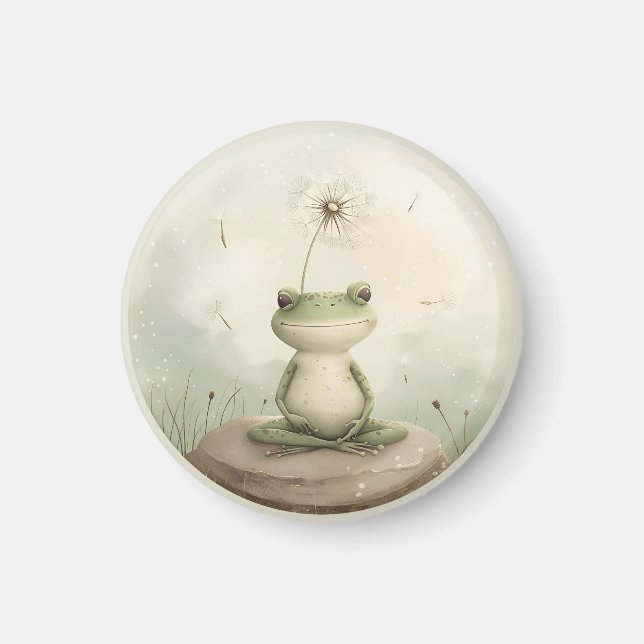  Frog meditation dandelion Magnet (Front)
