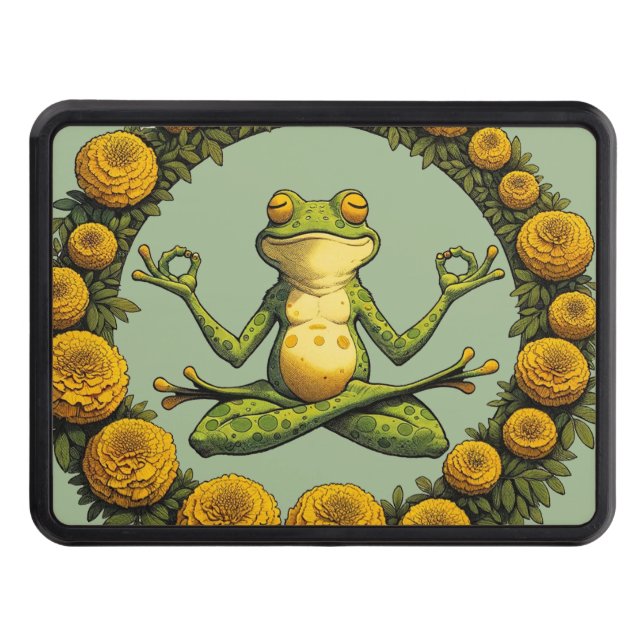 Frog Meditation Froggy Yoga Marigolds              Hitch Cover (Front)