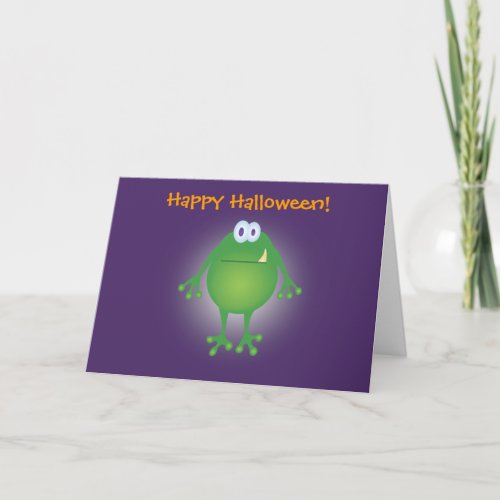 frog monster w background Happy Halloween Card
