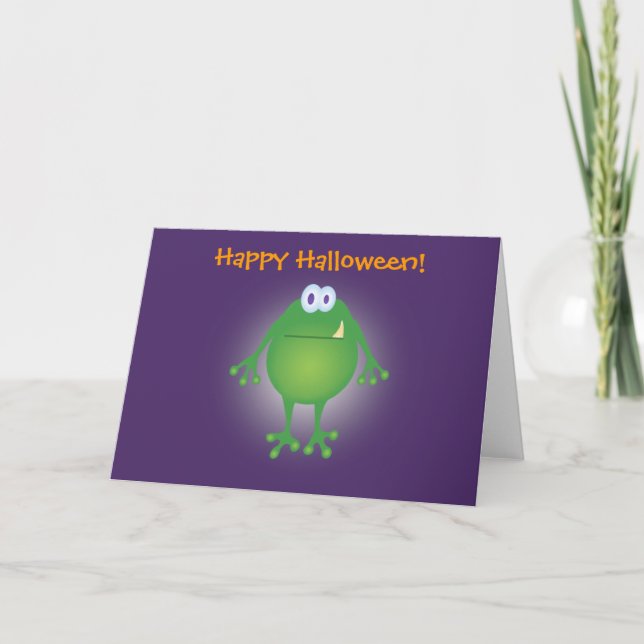 frog monster w background, Happy Halloween! Card (Front)
