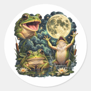 Frog Moon Vintage Nature Retro Amphibian Nature Classic Round Sticker