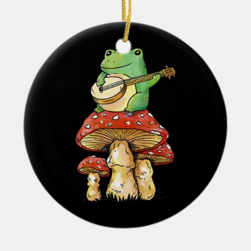 Frog Mushroom Aesthetic Guitar Goblincore Natur Ceramic Ornament