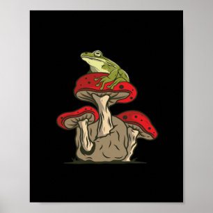 Frog Mushroom Cottagecore Classic Retro Appeal Poster