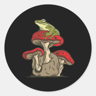 Frog Mushroom Cottagecore Classic Retro Appeal Round Sticker