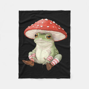 Frog Mushroom Forest Nature Aesthetic Cottagecore  Fleece Blanket