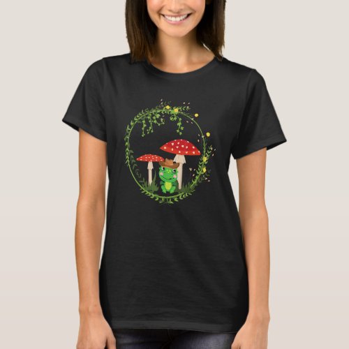 Frog Mushroom Forestcore Cottage 2 T_Shirt