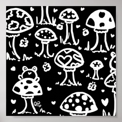 Frog Mushroom Garden Poster