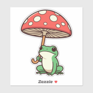 Frog Mushroom Umbrella Sticker