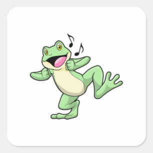 Frog Music Dance Square Sticker