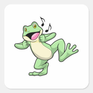 Frog Music Dance Square Sticker