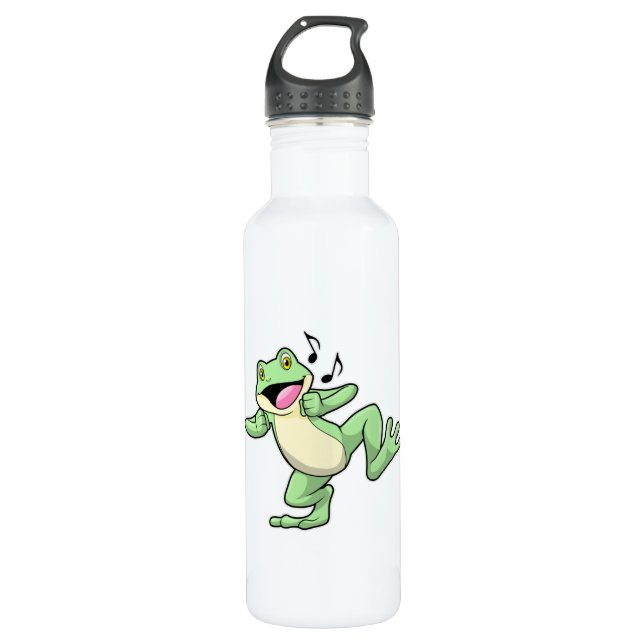 Frog Music Dance Stainless Steel Water Bottle (Front)