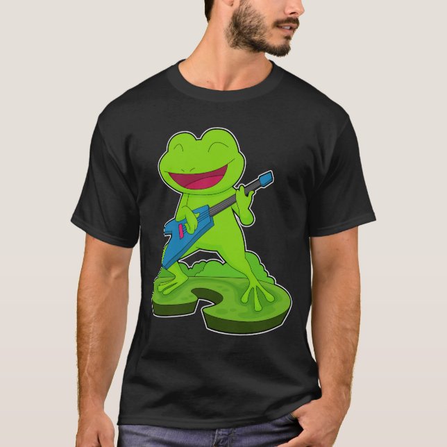 Frog Musician Guitar Music T-Shirt (Front)