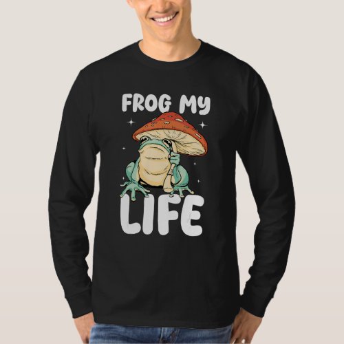 Frog My Life Aesthetic Mushroom Frog T_Shirt