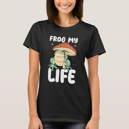 Frog My Life Aesthetic Mushroom Frog T_Shirt