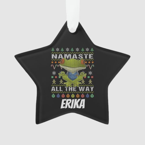 Frog Namaste All The Way Ugly Christmas Ornament