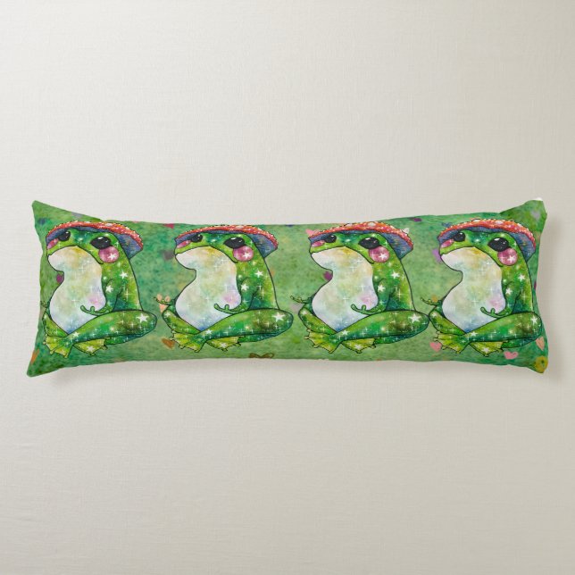 Frog named Clover Body Pillow (Front)