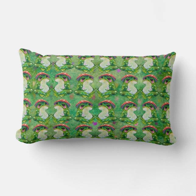Frog named Clover Lumbar Pillow (Front)