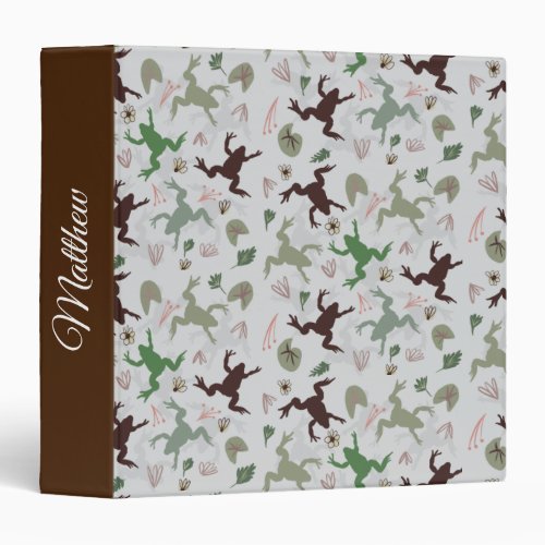 Frog Nature Pattern School  3 Ring Binder