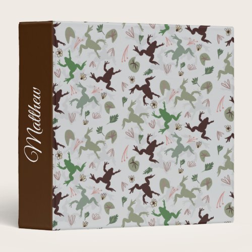 Frog Nature Pattern School  3 Ring Binder