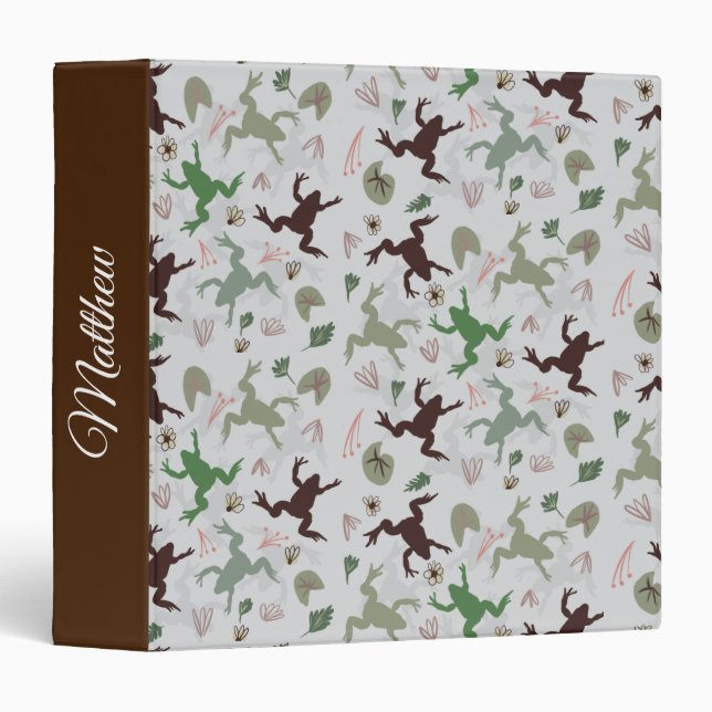 Frog Nature Pattern School  3 Ring Binder (Front/Spine)