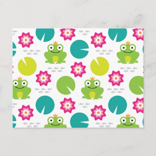 Frog  Nenuphar Seamless Pattern Postcard