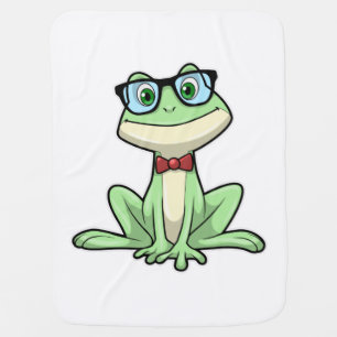 Frog Nerd Student Glasses Tie Baby Blanket