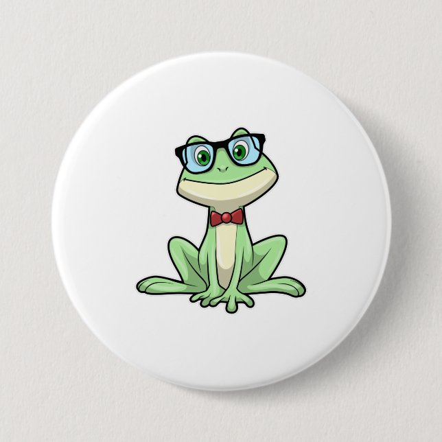 Frog Nerd Student Glasses Tie Button (Front)