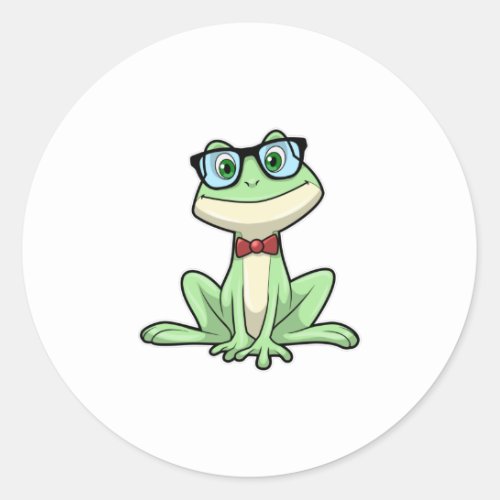 Frog Nerd Student Glasses Tie Classic Round Sticker