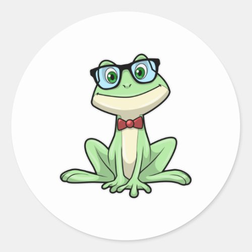 Frog Nerd Student Glasses Tie Classic Round Sticker