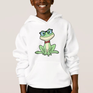 Frog Nerd Student Glasses Tie Hoodie