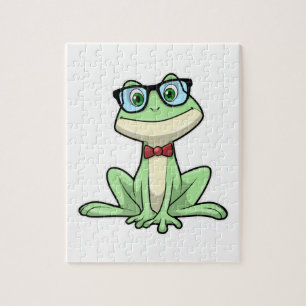 Frog Nerd Student Glasses Tie Jigsaw Puzzle