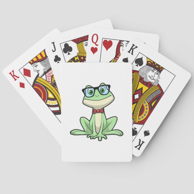 Frog Nerd Student Glasses Tie Poker Cards (Back)