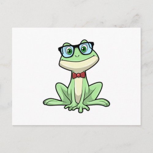 Frog Nerd Student Glasses Tie Postcard