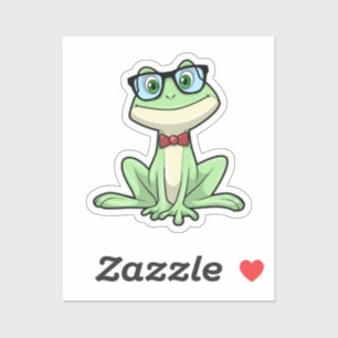 Frog Nerd Student Glasses Tie Sticker